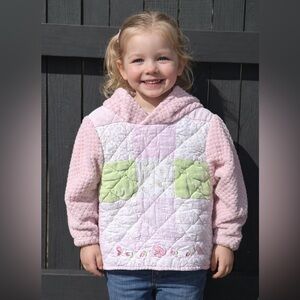 Upcycled Quilted Pink and Green Hoodie